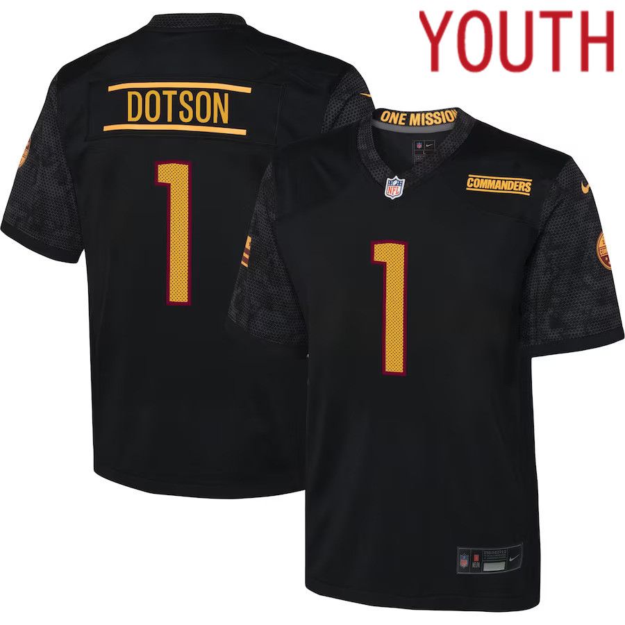 Youth Washington Commanders #1 Jahan Dotson Nike Black Game NFL Jersey
